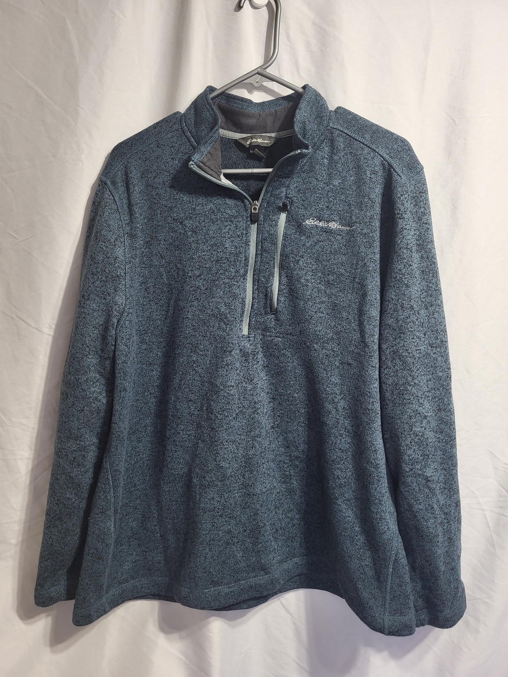 Eddie Bauer Men's Blue Quarter-Zip Fleece Pullover, Size XL